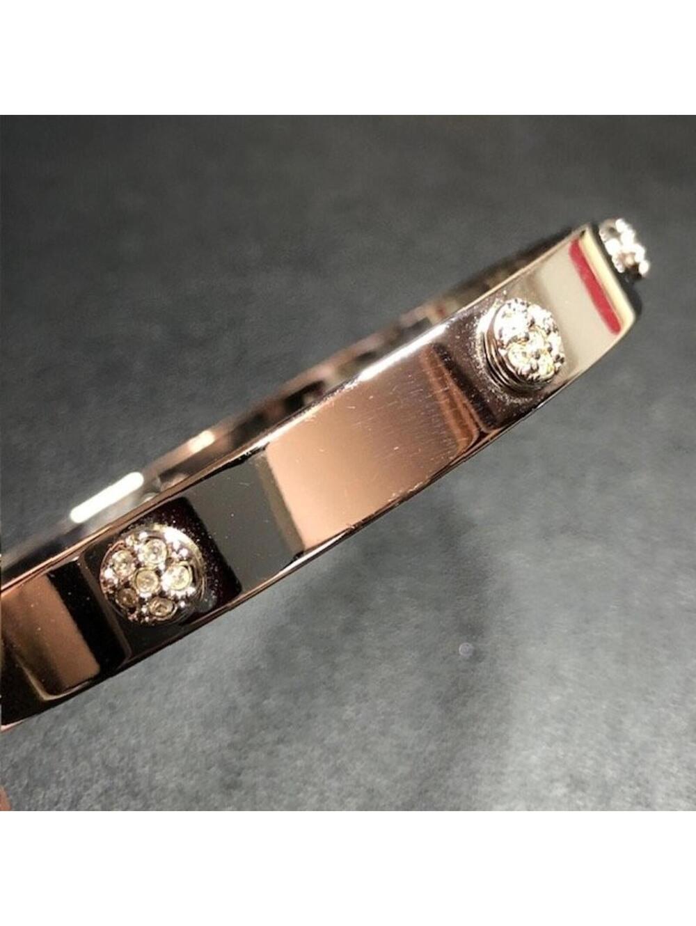 B3996 Swarovski Silver Tone Pavé Crystal Swan Logo Studded Bangle Bracelet 8"